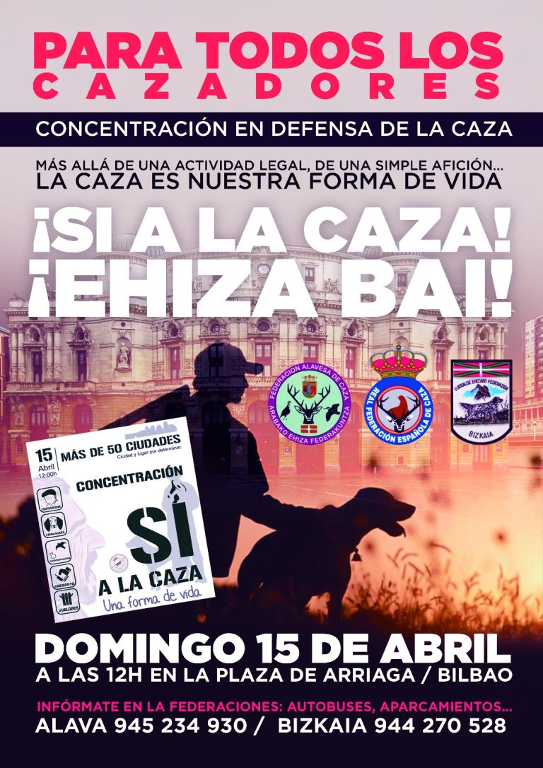 Cartel oficial de la Concentración en Defensa de la Caza 15-4-18