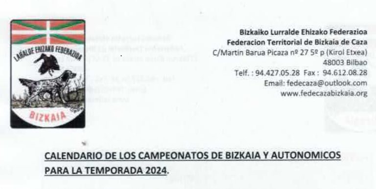 Calendario De Competiciones Oficiales Federaciones Bizkaina Y Vasca De Caza 2024